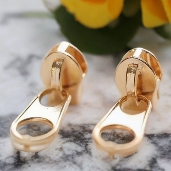Modcloth Jewelry - MODCLOTH GOLD ZIPPER PULL STUD EARRINGS 1